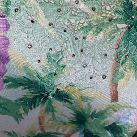 Alfred Dunner Green and Purple Tropical Tunic - Picture 4 of 6